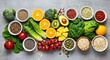 © Mobiles - Healthy Food Clean Eating Selection Fruits Vegetables Seeds Superfoods Cereals Nutrition Diet Background