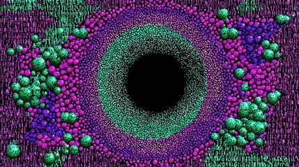 Abstract digital eye composed of binary code and vibrant particles - cyber cybernetic illustration innovation program