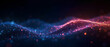 © Oleg  Zaharov - Dynamic futuristic background with abstract digital wave of glowing particles, neon dots with bokeh effect on dark background.