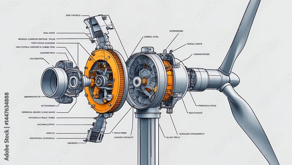 Detailed diagram of wind turbine internal components Stock Illustration ...