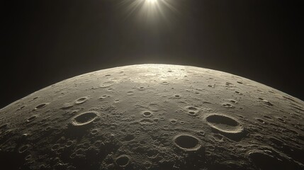 Wall Mural - Close-up view of the lunar surface with celestial light.