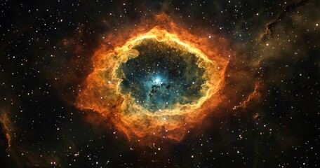 Wall Mural - Cosmic Nebula: Fiery Ring of Celestial Wonder