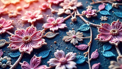 Intricate floral lace, delicate threads interwoven , pattern design, doily