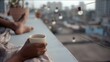 © VK Studio - Cozy moment unwinding on a rooftop, sipping tea amidst gentle city sounds, highlighting solitude and reflection in the urban landscape.
