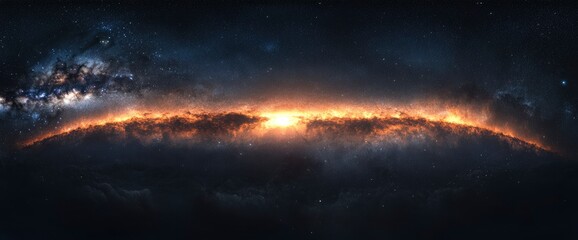 Wall Mural - Cosmic Dawn: A Fiery Galactic Panorama