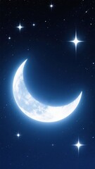 Wall Mural - Crescent Moon and Stars in the Night Sky