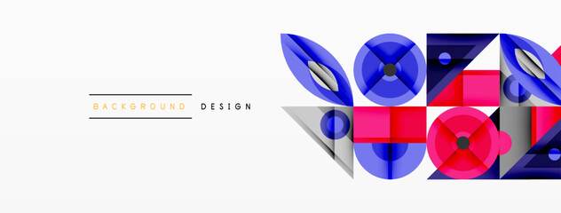 Leinwandbilder - Abstract geometric shapes, vibrant colors, modern design elements. Blue, pink, purple hues create dynamic composition. Minimalist style.