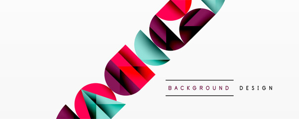 Fototapete - Abstract geometric shapes create dynamic composition. Bold colors, clean lines define modern design aesthetic. Minimalist style.