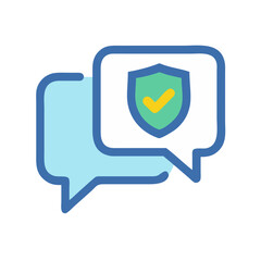 Fototapete - Chat Bubble with Insurance Shield Icon Representing Secure Communication and Policy Support