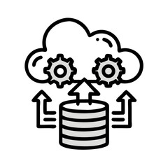 Fototapete - Cloud Database Upload with Gear Representing Cloud Configuration and Data Management Icon