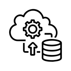 Fototapete - Cloud Database Upload with Gear Representing Cloud Configuration and Data Management Icon