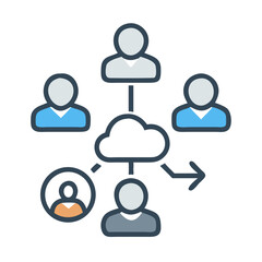 Poster - Cloud Network Sharing Between Multiple User Profiles Icon Representing Collaborative Access and Data Distribution