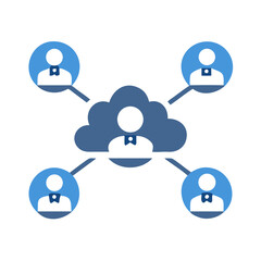 Poster - Cloud Network Sharing Between Multiple User Profiles Icon Representing Collaborative Access and Data Distribution