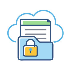Poster - Cloud Security Compliance with Document Folder Icon Representing Data Protection and Regulatory Assurance