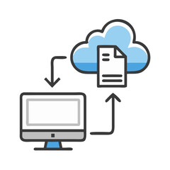 Poster - Cloud Storage and Access from Desktop Computer Icon Representing Online Data Retrieval and Backup