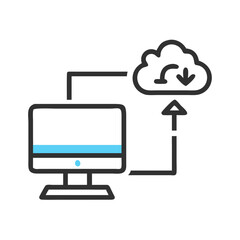 Poster - Cloud Storage and Access from Desktop Computer Icon Representing Online Data Retrieval and Backup