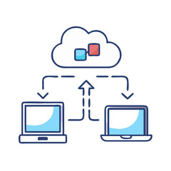 Poster - Cloud Synchronization Across Multiple Devices Icon Representing Data Sync and Cross-Platform Connectivity