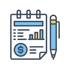 Poster - Notepad and Pen Icon Representing Business Planning and Strategic Organization