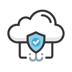 Aufkleber - Secure Cloud Storage with Shield Symbol Icon Representing Data Protection and Privacy
