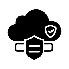 Leinwandbilder - Secure Cloud Storage with Shield Symbol Icon Representing Data Protection and Privacy
