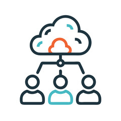 Poster - Team Under Cloud Icon Representing Collaborative Network and Cloud-Based Cooperation