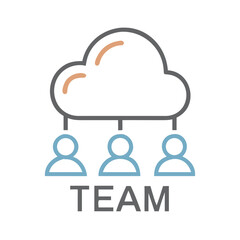 Fototapete - Team Under Cloud Icon Representing Collaborative Network and Cloud-Based Cooperation