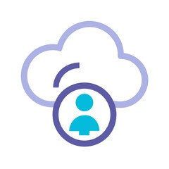 Leinwandbilder - User with Cloud Upload Symbol Icon Representing Cloud Storage and Data Transfer