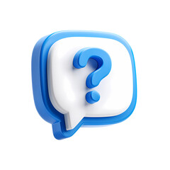 Wall Mural - 3d render of a blue speech bubble with a question mark inside