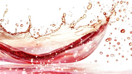 Wall Mural - vivid red liquid splashing in a clear glass with glimmering drops against a white background