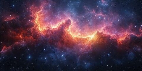 Wall Mural - Colorful cosmic nebula with vibrant hues showing star formations in deep space at night