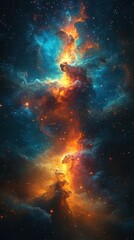 Wall Mural - Celestial colors create a stunning cosmic display in the depths of space during a vibrant nebula formation