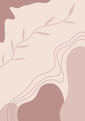 Wall Mural - A pink background with a leafy green branch