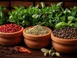 © photobuay - Exploring flavorful spices and herbs for cooking culinary kitchen food photography rustic setting close-up view
