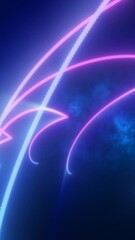 Wall Mural - neon pink and cyan lines forming abstract curves over a glowing blue and purple background