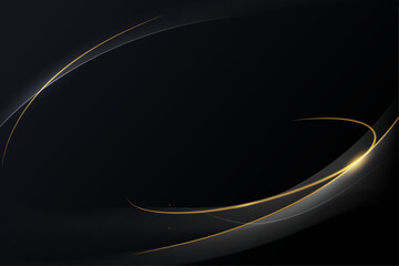 Leinwandbilder - Abstract gold luxury background. Vector illustration element with gold light glow effect, texture, black gradient color. Modern graphic design, decoration for banner template or technology background