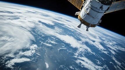 Wall Mural - a satellite orbiting earth, capturing stunning images of continents and vast oceans