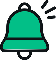 Aufkleber - Green notification bell icon with three ringing lines. Vector illustration