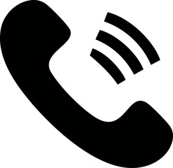 Poster - Black phone receiver icon with sound waves minimal design. Vector illustration