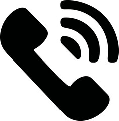 Poster - Black phone receiver with signal waves communication concept. Vector illustration