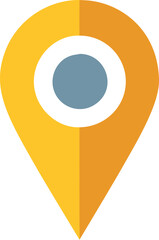 Poster - Yellow and orange location pin icon with circle on white background. Vector illustration