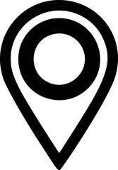 Poster - Black and white location pin symbol with concentric circles, simple vector design. Vector illustration