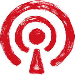 Leinwandbilder - Red brushstroke wifi icon artistic wireless concept. Vector illustration