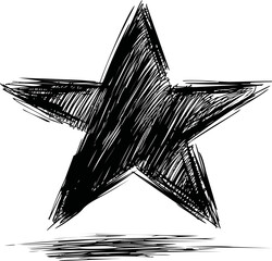 Aufkleber - Hand-drawn black star sketch abstract art illustration. Vector illustration