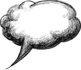 Poster - Sketch of an empty comic speech bubble with textured lines and cloud shape. Vector illustration
