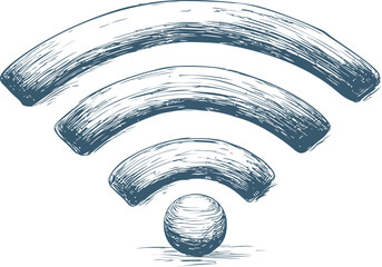 Leinwandbilder - Stylized blue wifi signal icon with sketched effect on white background. Vector illustration