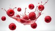 © Monster - A stunning visual of juicy raspberries bursting and splashing, a perfect food and beverage shot.