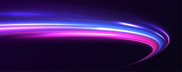 Fototapete - Luminous bright background. High speed effect motion blur night lights blue and red. Abstract neon light rays background.	