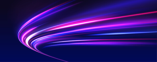 Poster - Beautiful glow light flare and sparks with red and blue special effects, simulating a high-speed police line. Explosion in the universe creating a cosmic background for an event.	