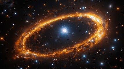 Wall Mural - Exploring the beauty of a cosmic ring in deep space illuminated by distant stars and vibrant energy