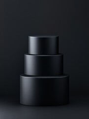 Poster - Elegant black cylinder podiums display in minimalist studio setting for product presentation backdrop
